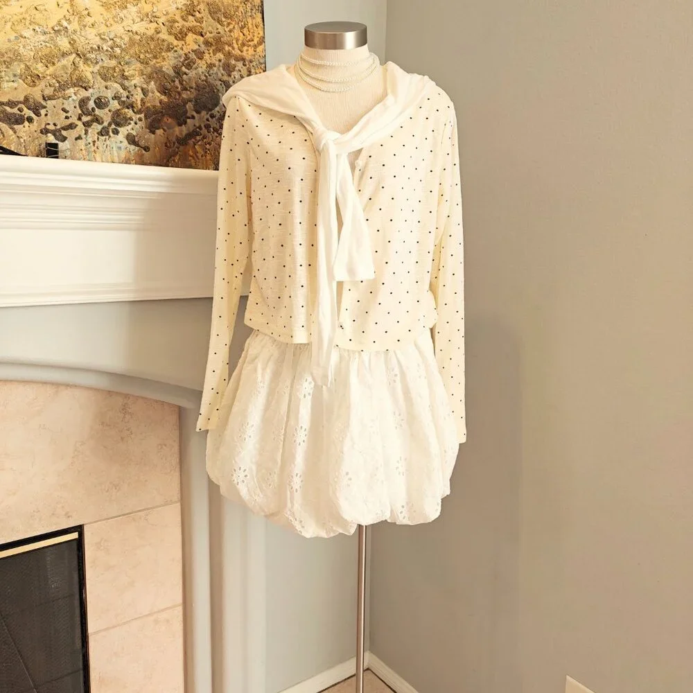 White Cotton Embroidered Skirt